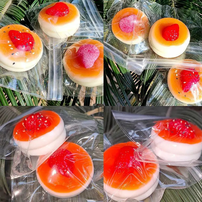 Strawberry Cake & Cheese Soufflé Squishy – Food Squeeze Stress Toy