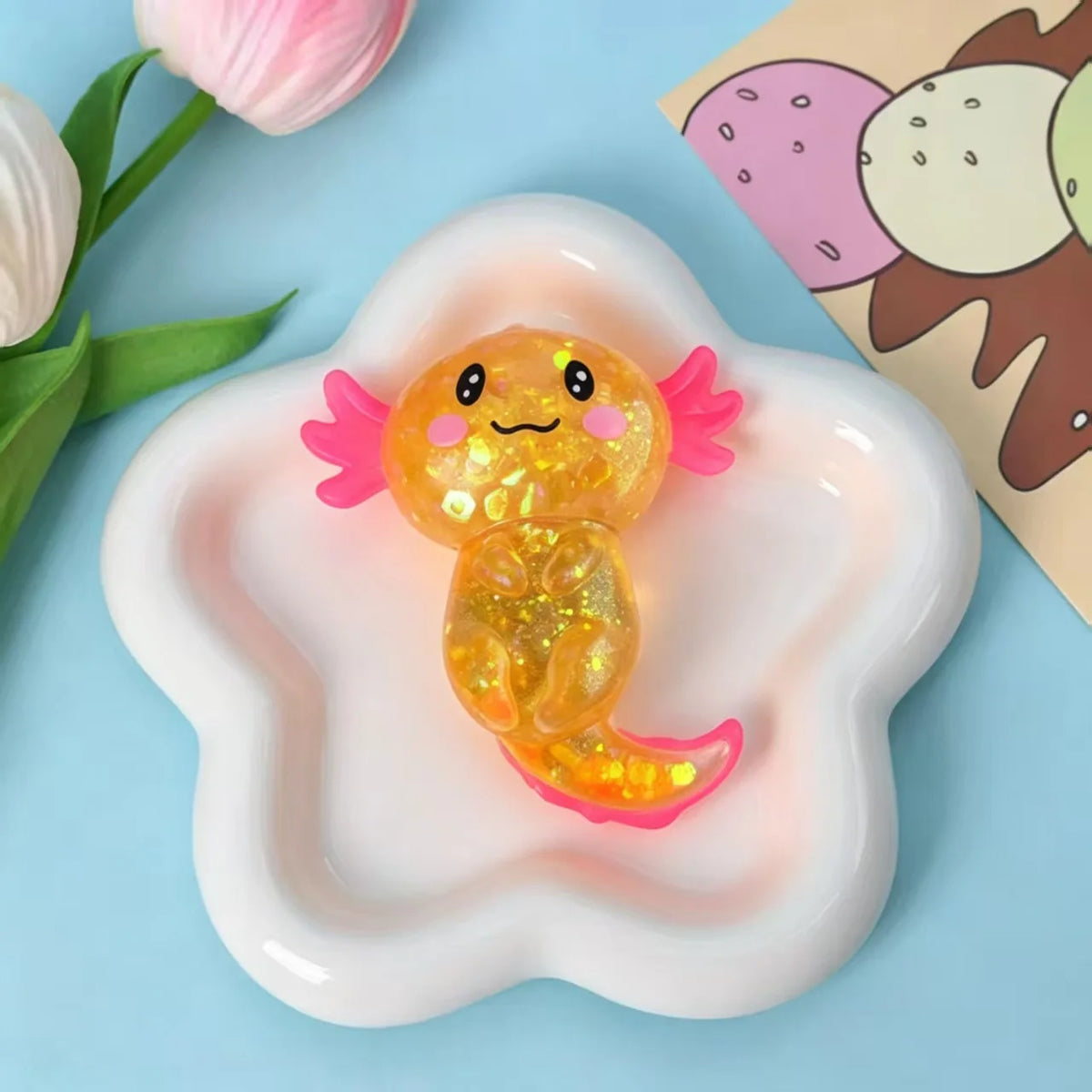 Glitter Salamander Squishy Toy – Sparkly Slow Rise Stress Relief Squeeze