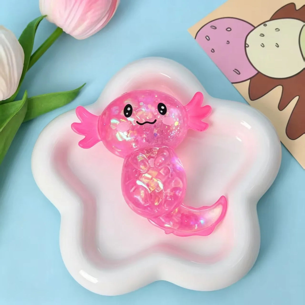 Glitter Salamander Squishy Toy – Sparkly Slow Rise Stress Relief Squeeze