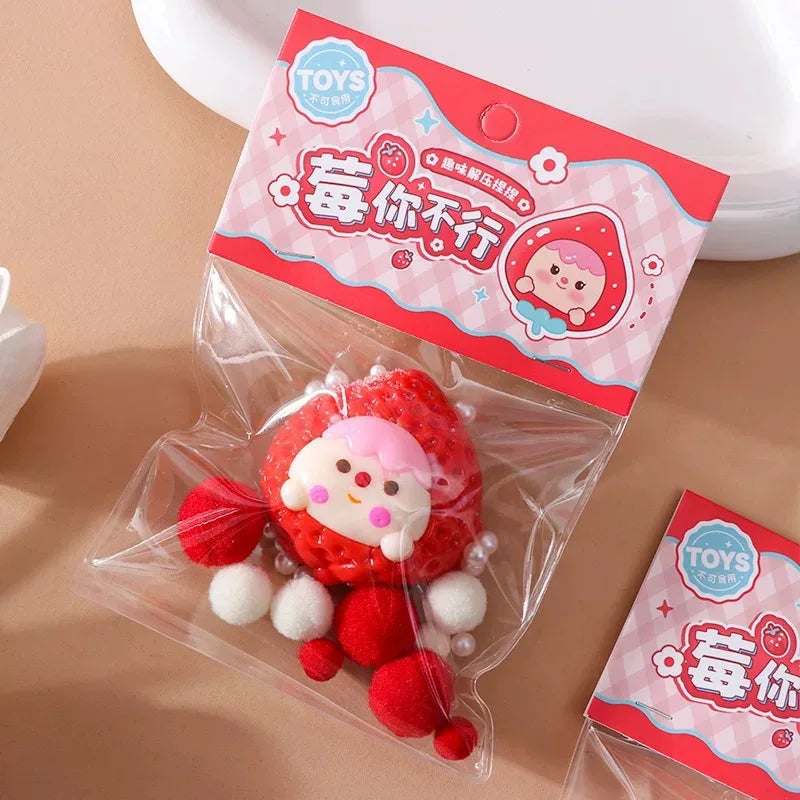 Strawberry Cake & Cheese Soufflé Squishy – Food Squeeze Stress Toy