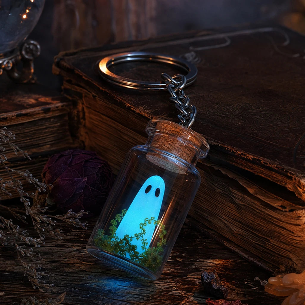 Glow-in-the-Dark Ghost Keychain – Adopt a Ghost Bottle Pendant