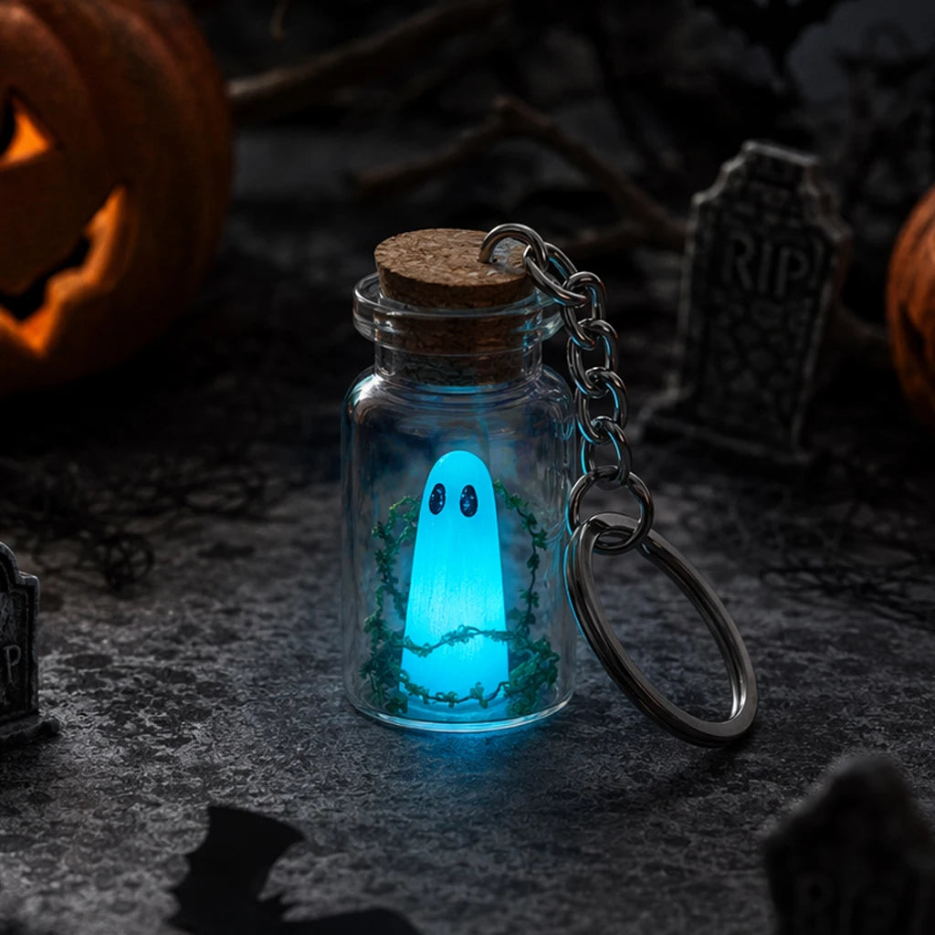 Glow-in-the-Dark Ghost Keychain – Adopt a Ghost Bottle Pendant