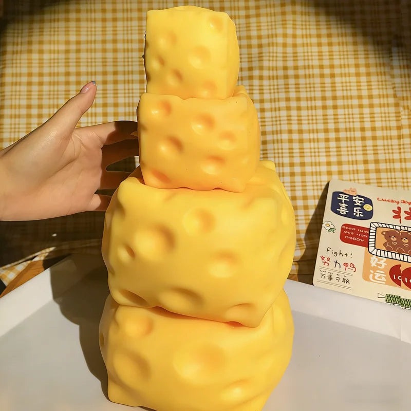 Giant Cheese Squishy Fidget Toy – Slow Rise Stress Relief Ball (S/M/L)