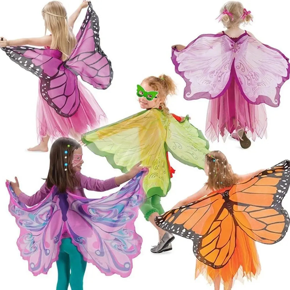 Kids Butterfly Fairy Wings Costume – Elf Angel Cloak for Halloween & Dress-Up