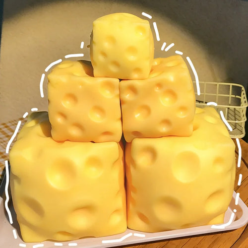 Giant Cheese Squishy Fidget Toy – Slow Rise Stress Relief Ball (S/M/L)