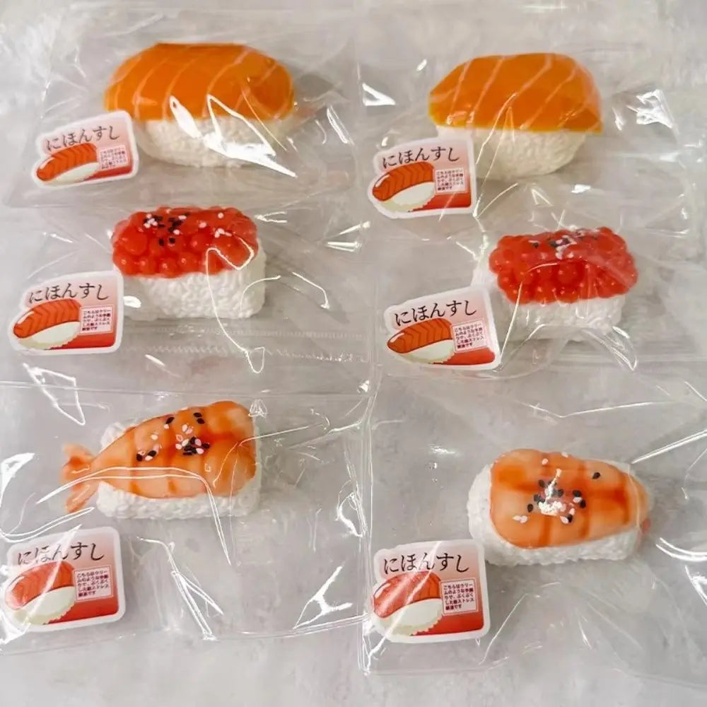 Sushi Squishy Fidget Toy – Realistic Slow Rise Silicone Squeeze (Caviar, Salmon, Shrimp)