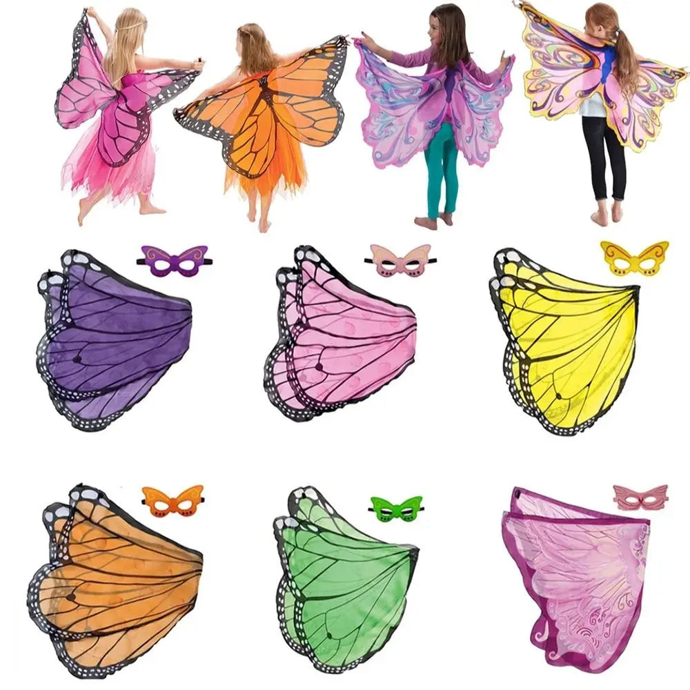 Kids Butterfly Fairy Wings Costume – Elf Angel Cloak for Halloween & Dress-Up