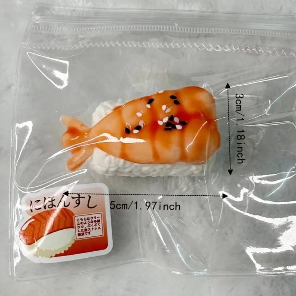 Sushi Squishy Fidget Toy – Realistic Slow Rise Silicone Squeeze (Caviar, Salmon, Shrimp)