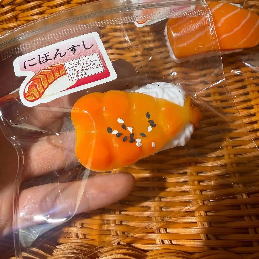 Sushi Squishy Fidget Toy – Realistic Slow Rise Silicone Squeeze (Caviar, Salmon, Shrimp)