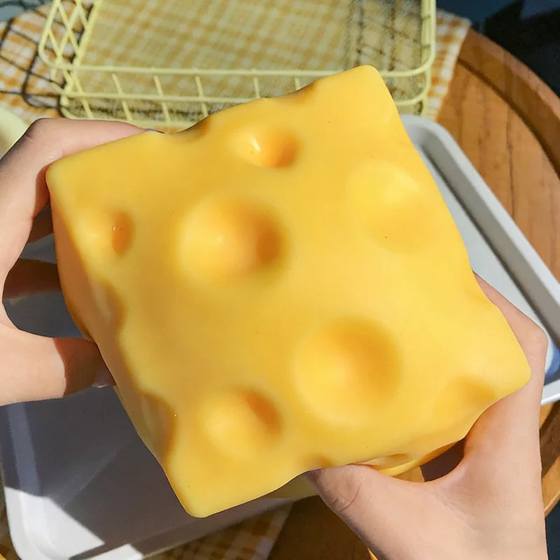 Giant Cheese Squishy Fidget Toy – Slow Rise Stress Relief Ball (S/M/L)